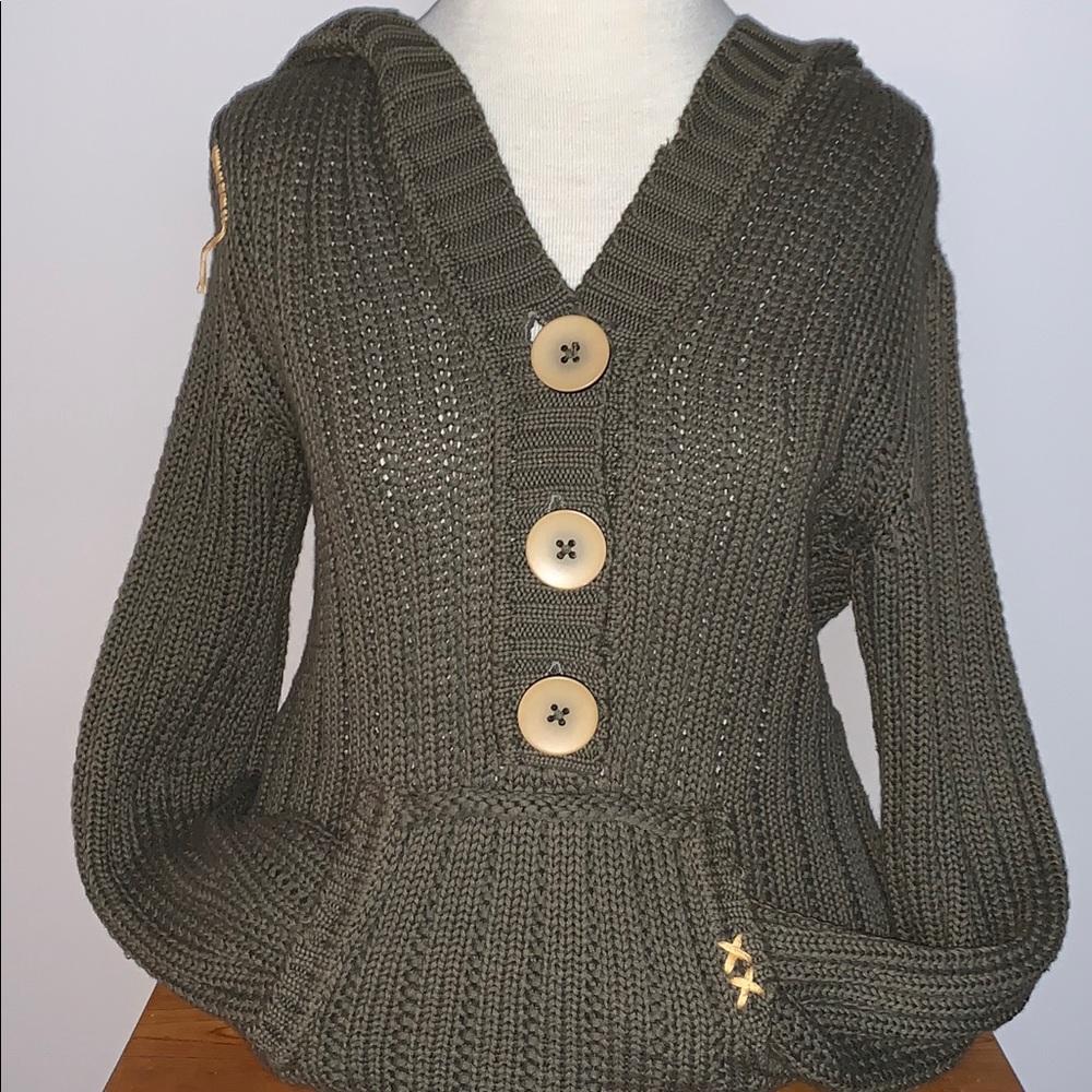 Forest Green Hooded Project E Vintage Knit Sweater